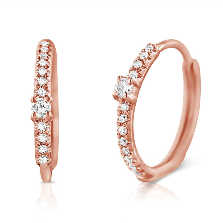 Load image into Gallery viewer, Rose Gold &amp;amp; Diamond Huggie
