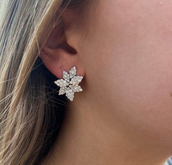 7 Petal Diamond Cluster Earrings