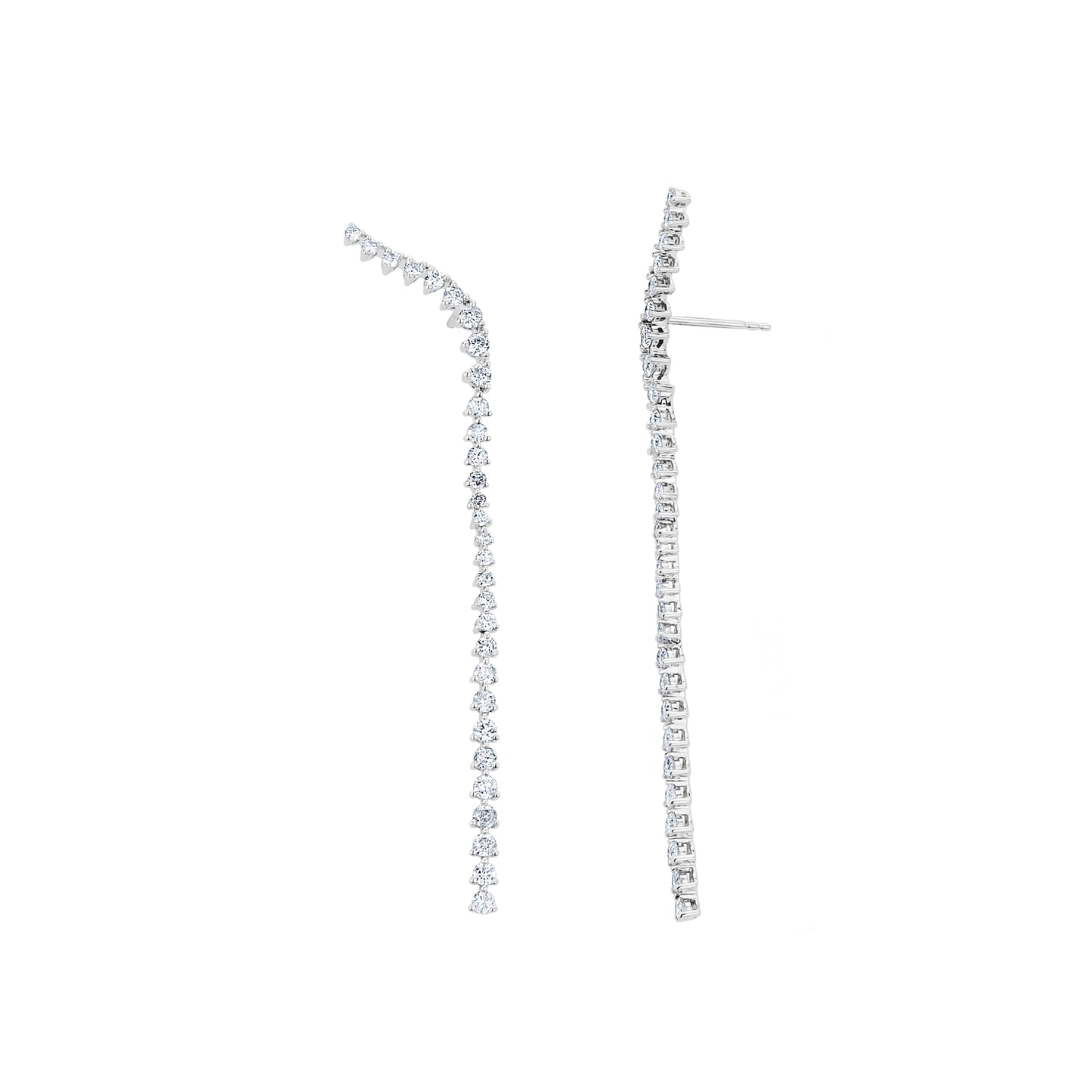 Hanging/Crawler 3 Prong Diamond Earrings