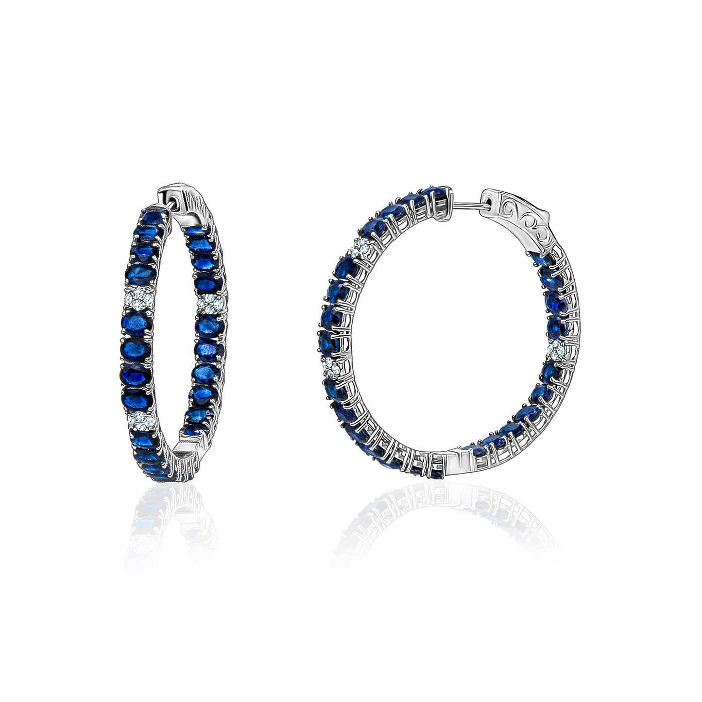Load image into Gallery viewer, Large Sapphire Hoops
