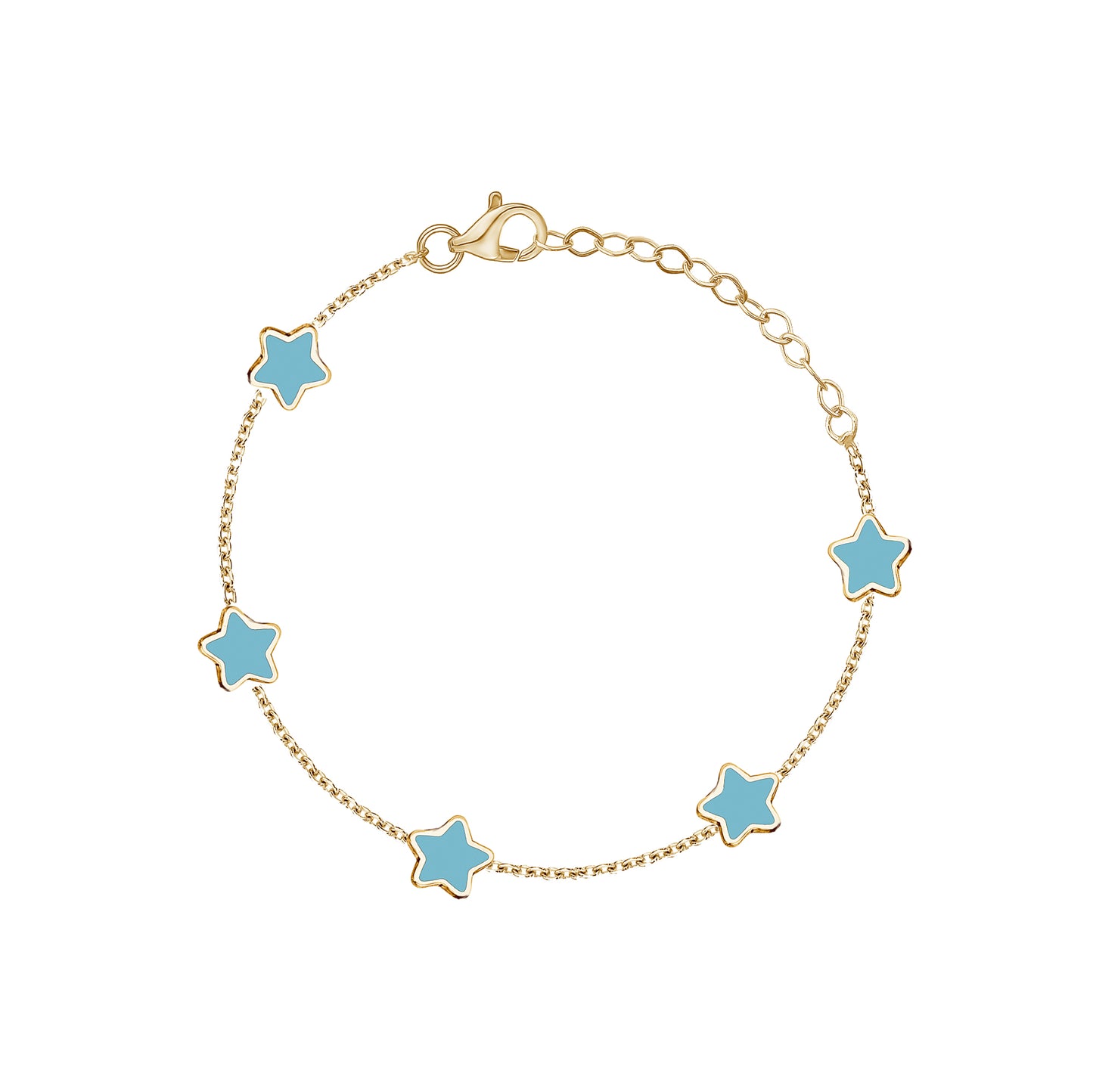Small Colored Stone Star Bracelet 6.5" - 7"