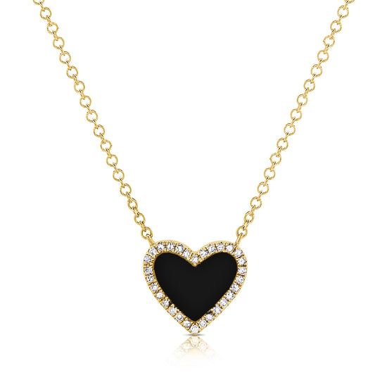 Colored Heart & Diamond Halo Necklace