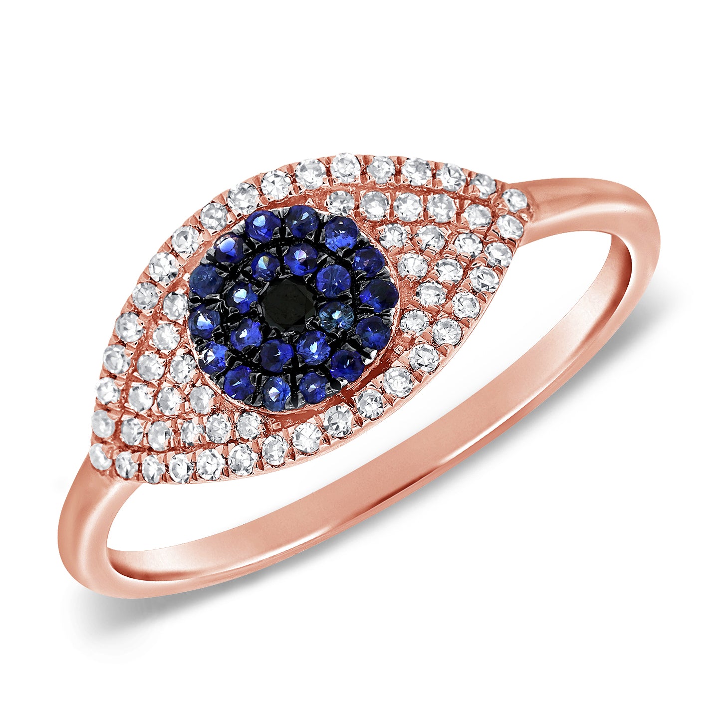 Eye Ring with Diamonds & Blue Sapphires