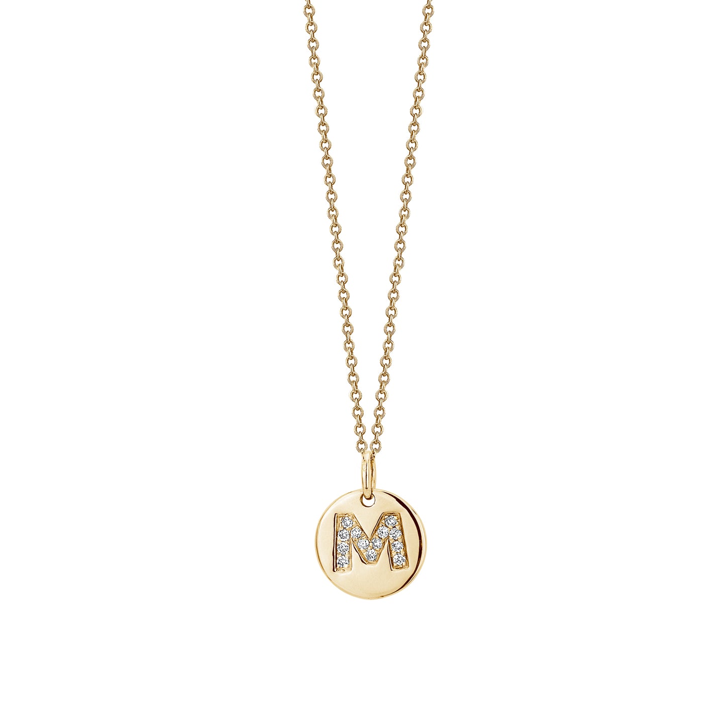 Diamond Initial Coin Charm on Chain Necklace