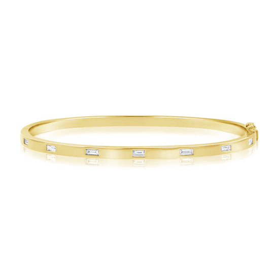 Load image into Gallery viewer, Gold &amp;amp; Baguette Diamond Bangle
