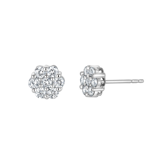 Load image into Gallery viewer, Round Cluster Diamond Studs
