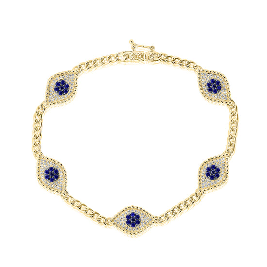 Load image into Gallery viewer, 5 Diamond &amp;amp; Sapphire Eyes On Cuban Chain
