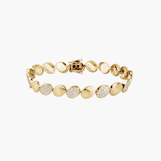 Alternating Pave Diamond & Gold Oval Bracelet