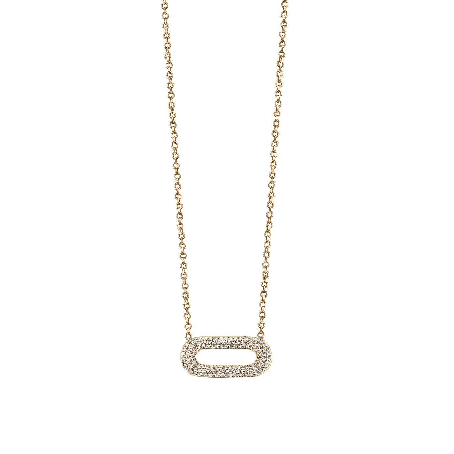 Pave Diamond Oval Link on Chain Necklace