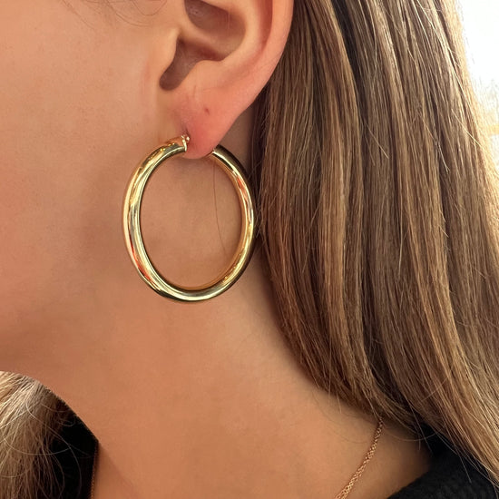 Load image into Gallery viewer, 5 mm X 43 mm Gold Hoops
