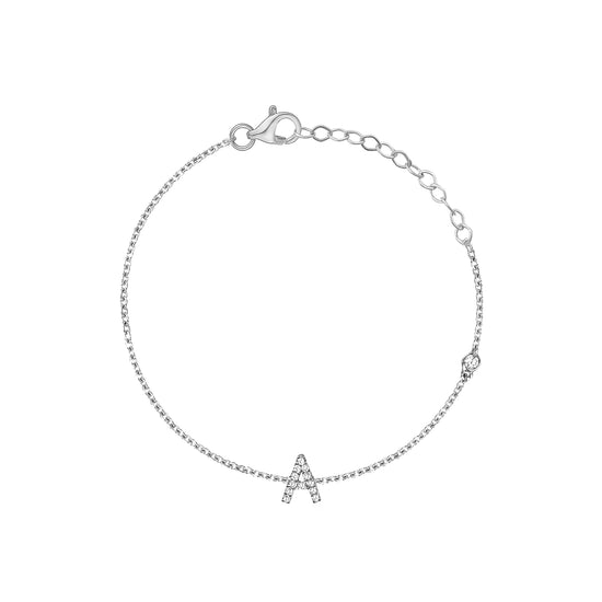 Diamond Initial & Bezel Diamond Chain Bracelet