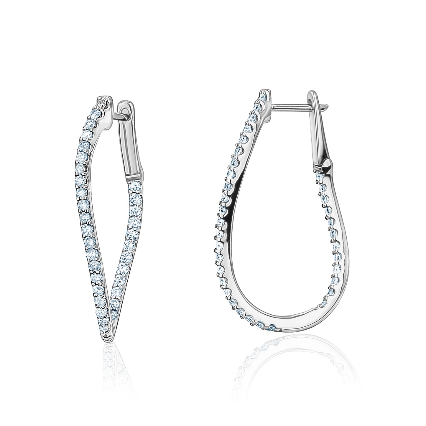 Load image into Gallery viewer, Oval Wavy Diamond Hoops

