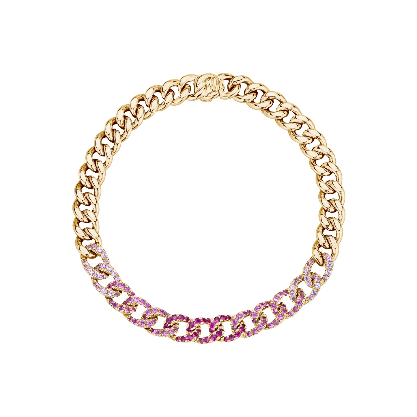 Pink Sapphire Ombre Curb Link Bracelet
