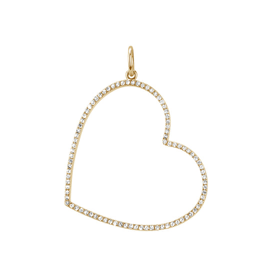 Jumbo Pave Diamond Open Heart Charm