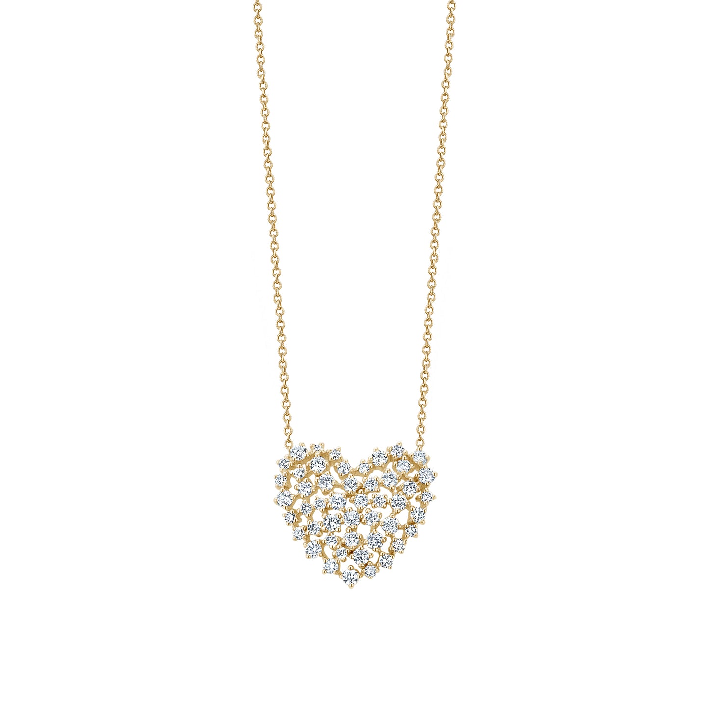 Scattered Diamond Heart On Chain Necklace