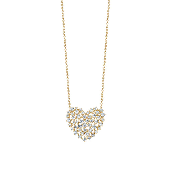 Scattered Diamond Heart On Chain Necklace