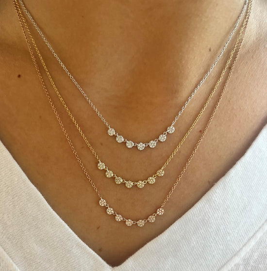 7 Mini Diamond Discs Chain Necklace