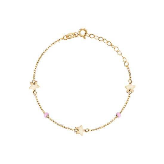 Load image into Gallery viewer, Gold Star &amp;amp; Pink Pearl Baby Bracelet
