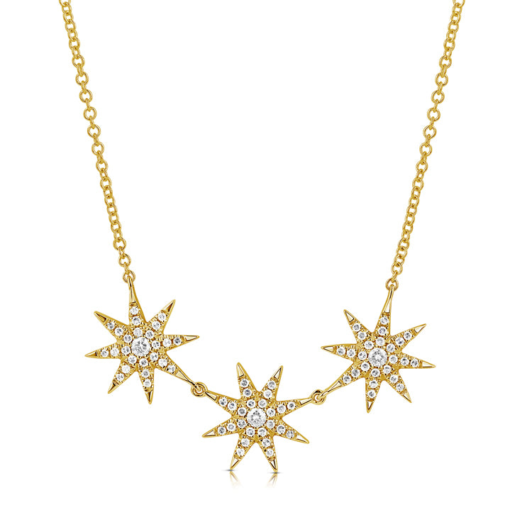Triple Diamond Star Necklace