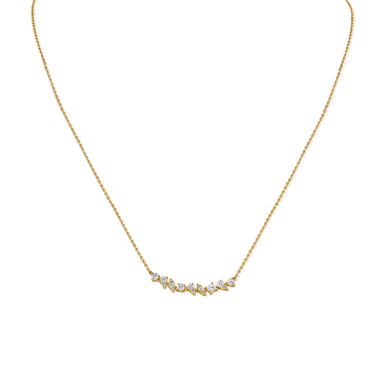 Load image into Gallery viewer, Mixed Diamond Shape Curved Bar on Chain Necklace
