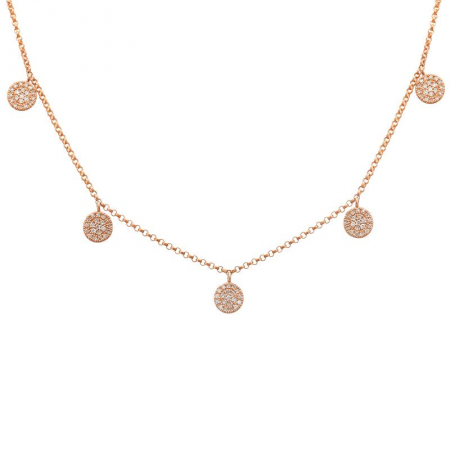 5 Station Diamond Pave Disc Chain Necklace
