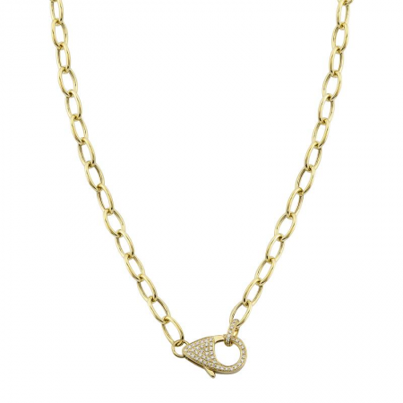 Oval Link & Diamond Clasp Necklace