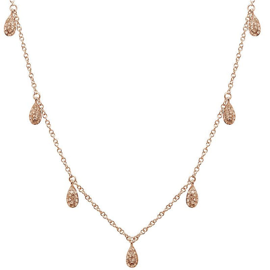7 Station Hanging Diamond Pave Pears Necklace