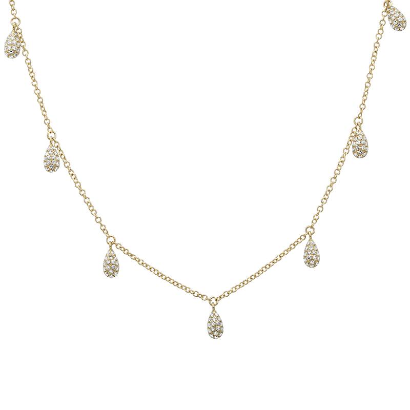 7 Station Hanging Diamond Pave Pears Necklace