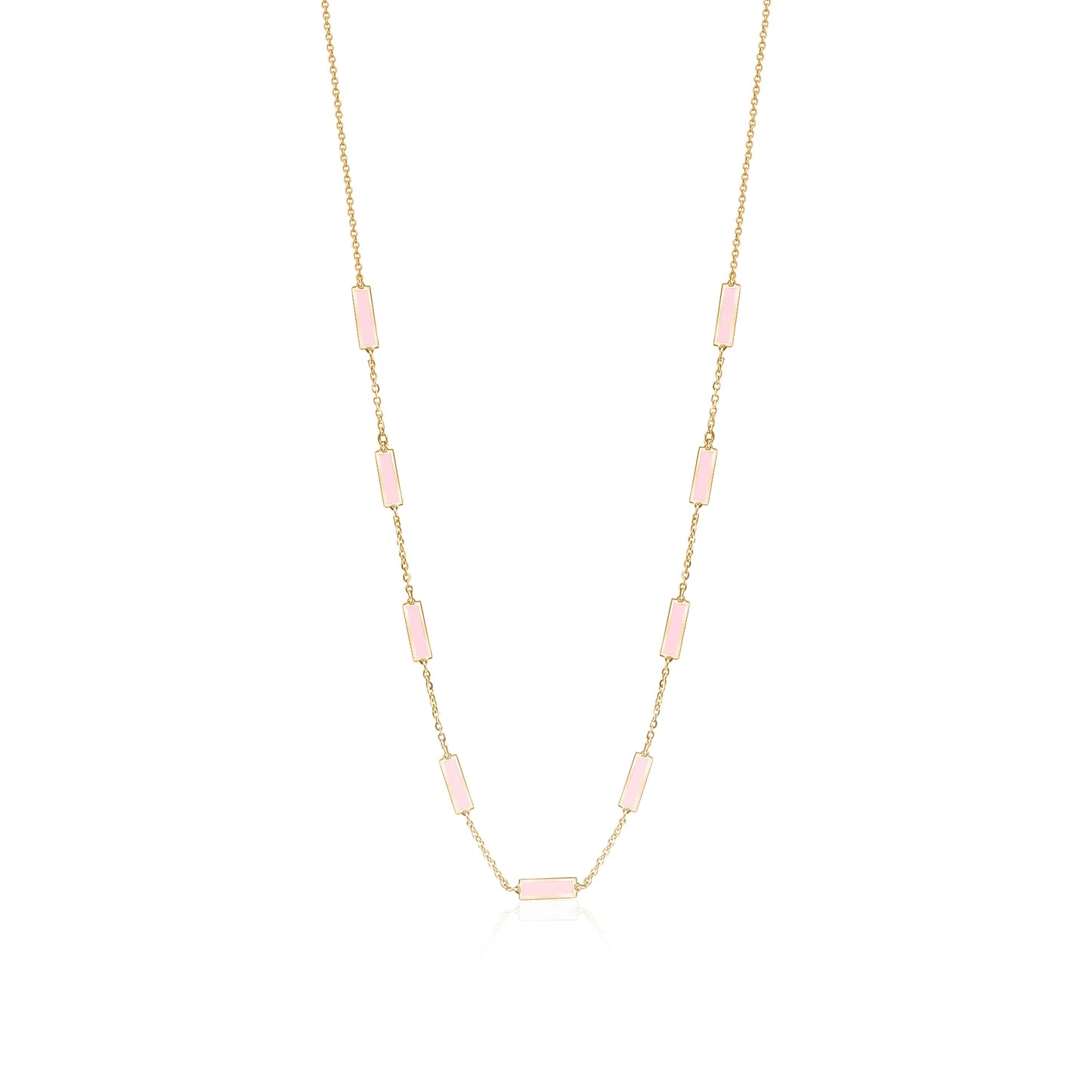 Colored Stone Bar & Chain Necklace