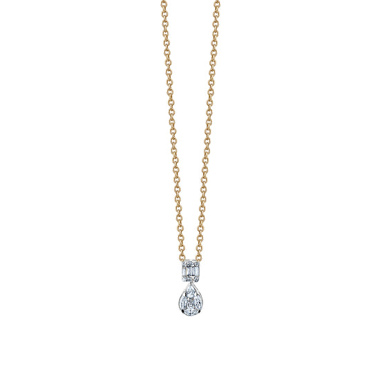 Load image into Gallery viewer, Stacked Pear &amp;amp; Emerald Cluster Diamond Pendant on Chain Necklace
