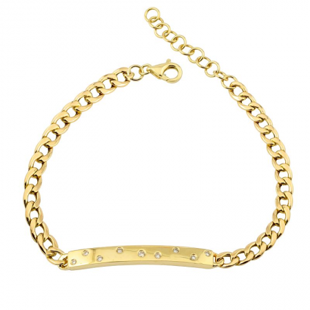 Load image into Gallery viewer, Cuban Chain Bracelet w Scattered Diamond Nameplate
