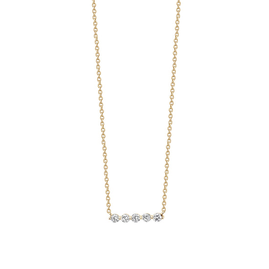 Load image into Gallery viewer, 5 Round Diamond Bar on Chain Necklace
