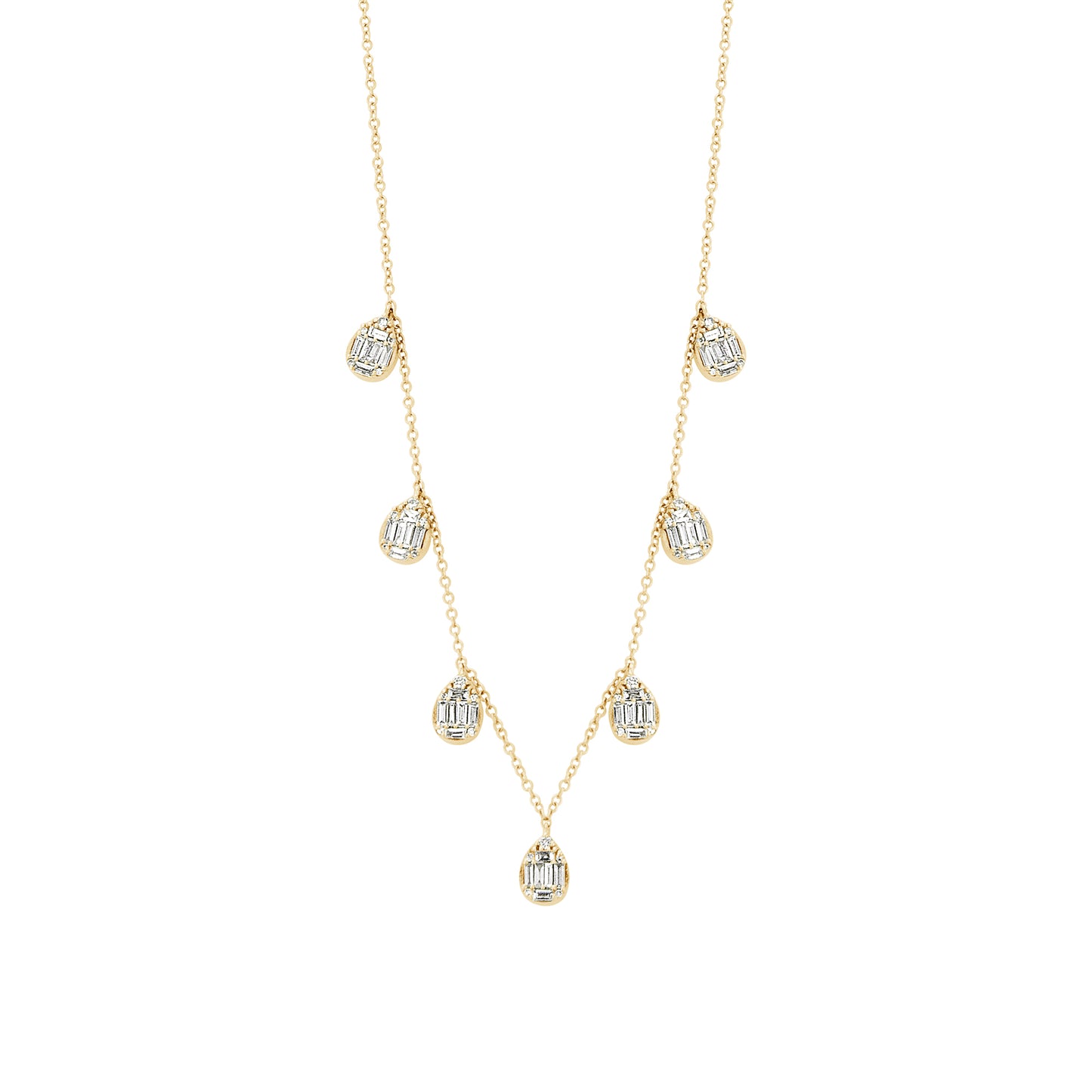 7 Cluster Pave Diamond Pears On Chain Necklace