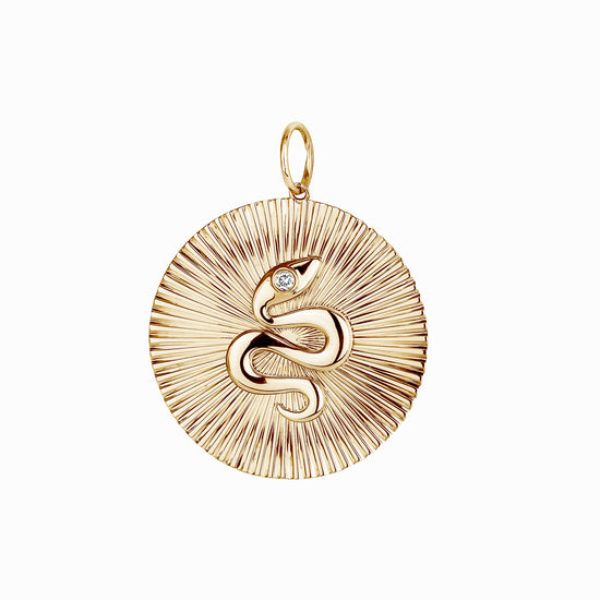 Load image into Gallery viewer, Large Ray Disc &amp;amp; Snake w/ Diamond Eye Charm
