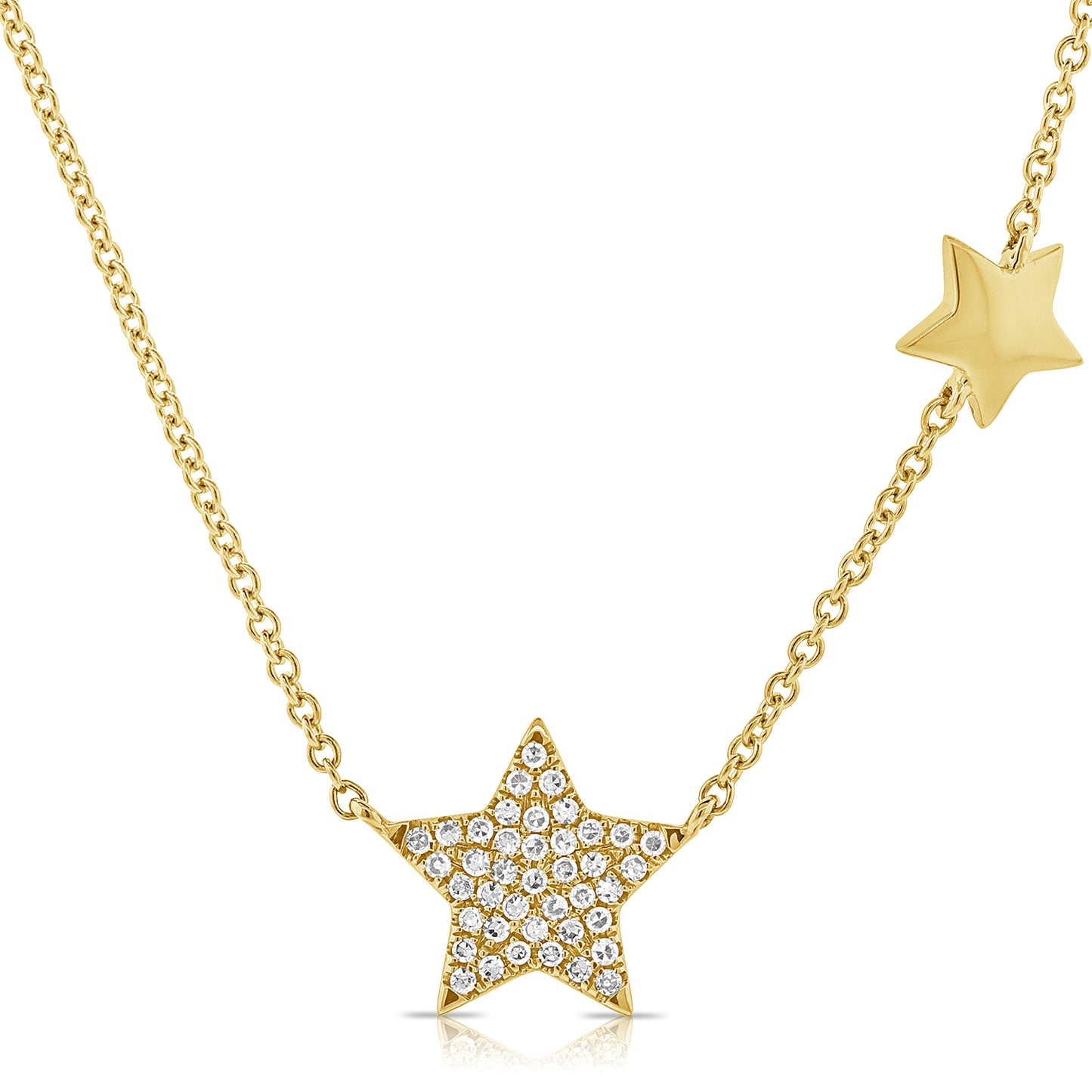 Diamond Star + Gold Star Chain Necklace