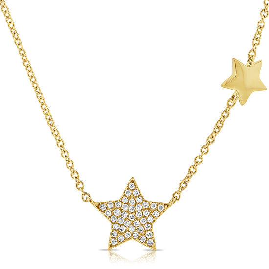 Diamond Star + Gold Star Chain Necklace