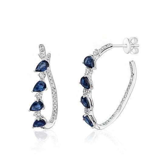 Large & Oval Sapphire Hoops On Post