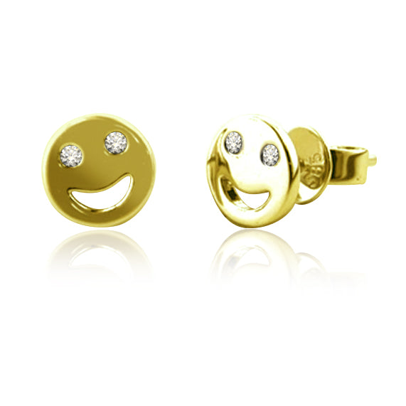 Gold & Diamond Smiley Earrings