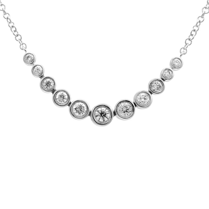 Graduated 11 Bezel Diamond on Chain Necklace