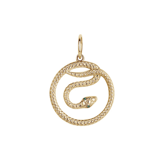 Mother Of Pearl Disc & Gold Snake Charm