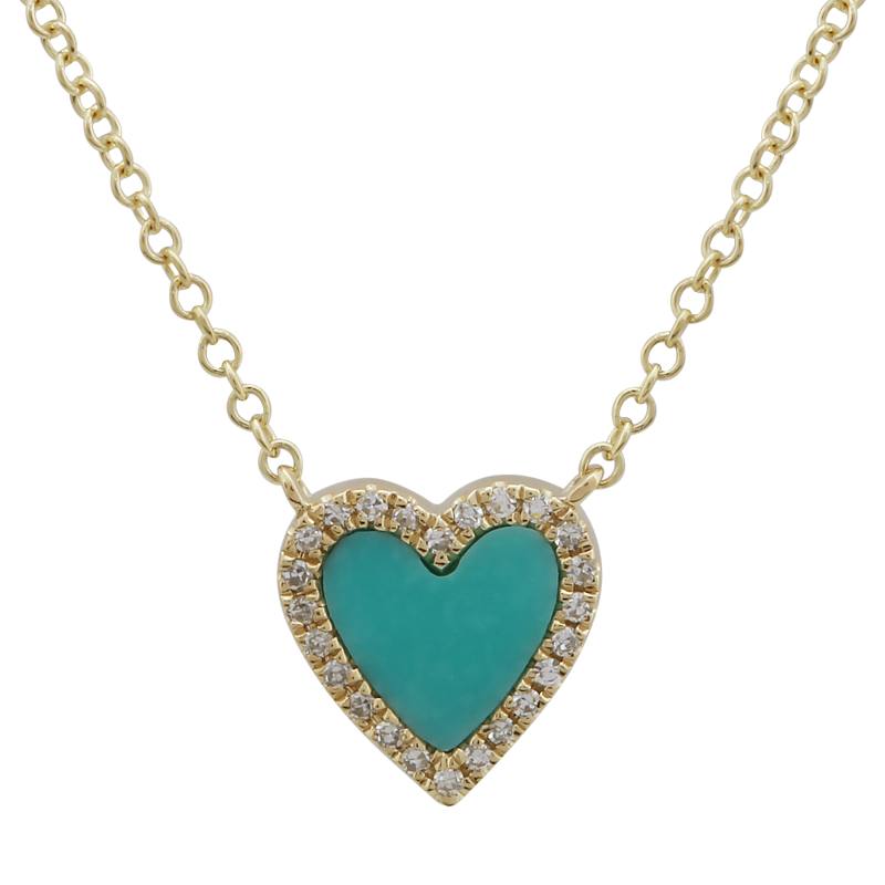X-Small Colored Stone Heart & Diamond Halo Necklace