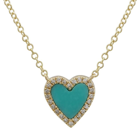 Load image into Gallery viewer, X-Small Colored Stone Heart &amp;amp; Diamond Halo Necklace

