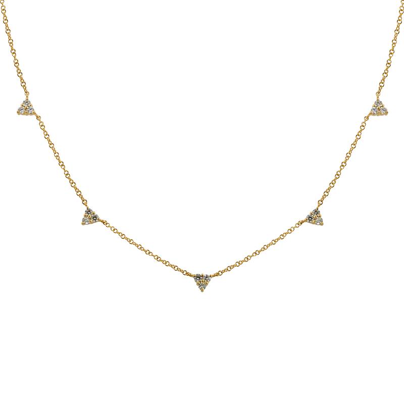 5 Station Diamond Triangle Necklace