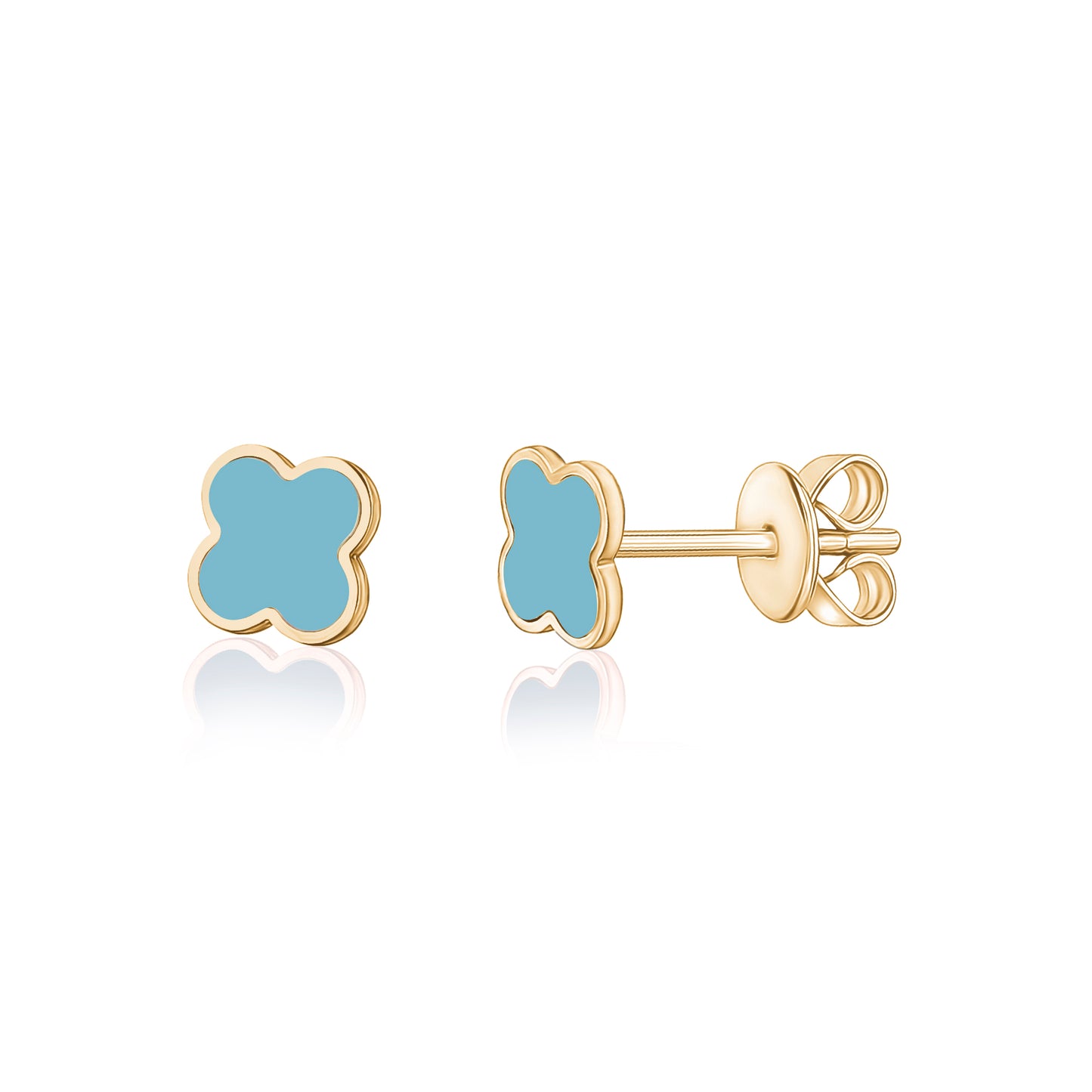Small Colored Stone Clover Earrings