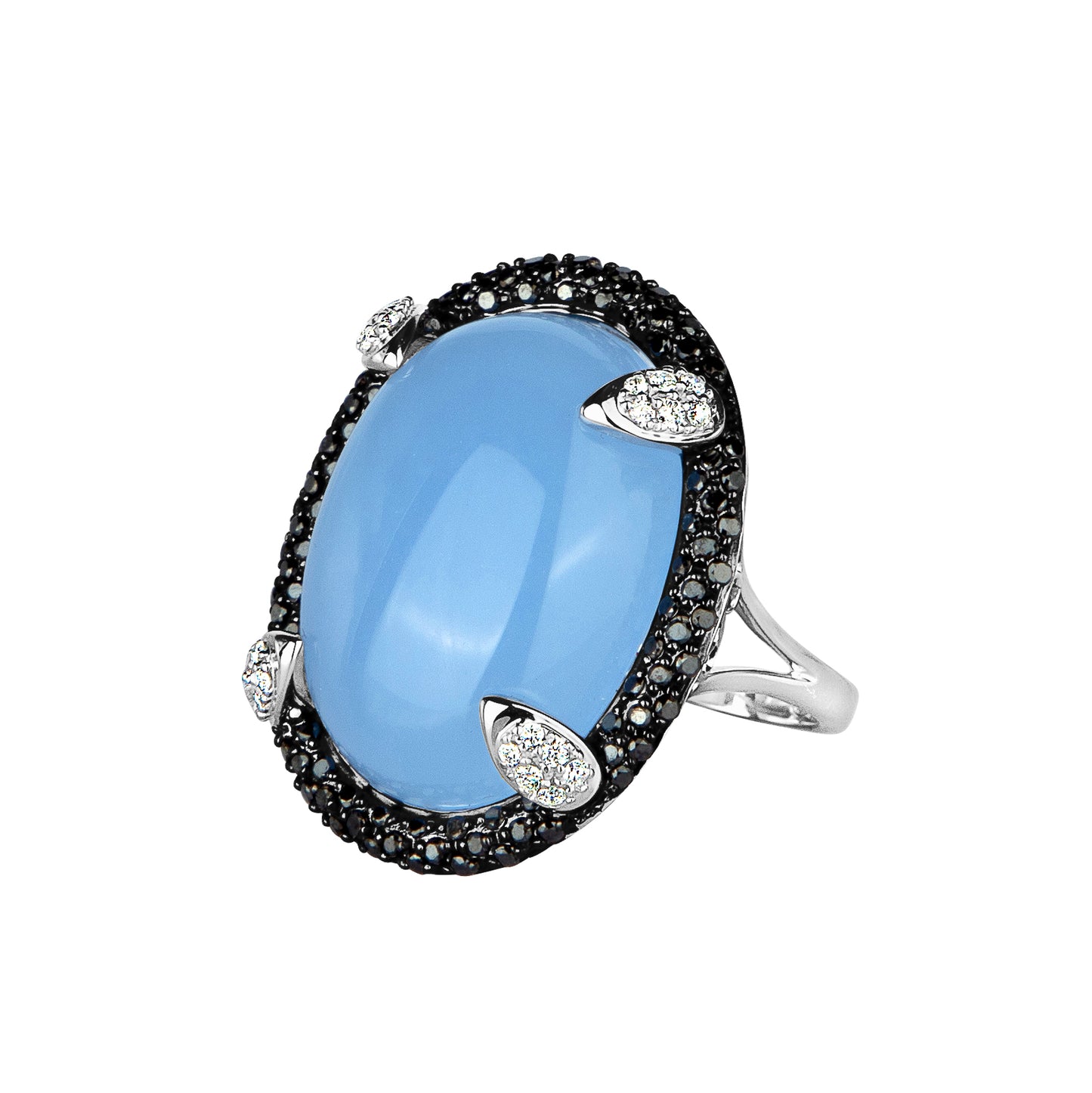 Black Diamond & Blue Stone Cocktail Ring