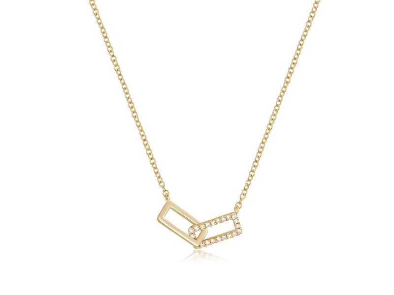 Load image into Gallery viewer, Diamond Rectangle &amp;amp; Gold Link on Chain Necklace
