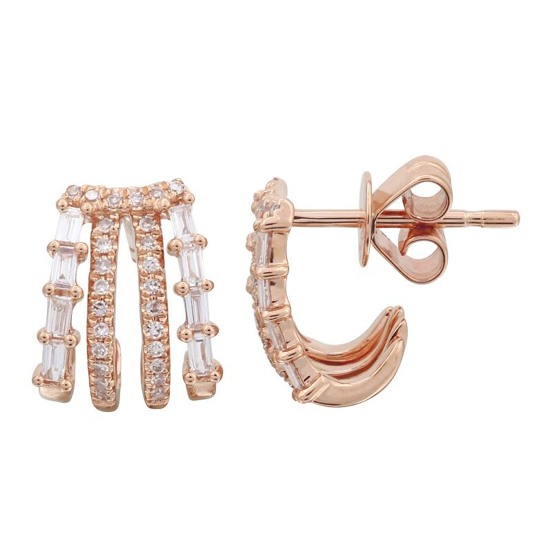 4 Line Baguette Diamond Cage Earrings