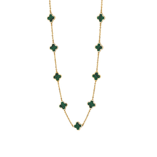 Buy 14K Yellow Gold Malachite Four Leaf Clover Necklace, Malachite Clover  Pendant, Good Luck Charm, Irish Clover Necklace, Green Malachite Online in  India - Etsy