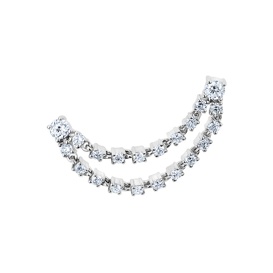 Double Diamond Chain Earrings for Double Pierce - Sold as single