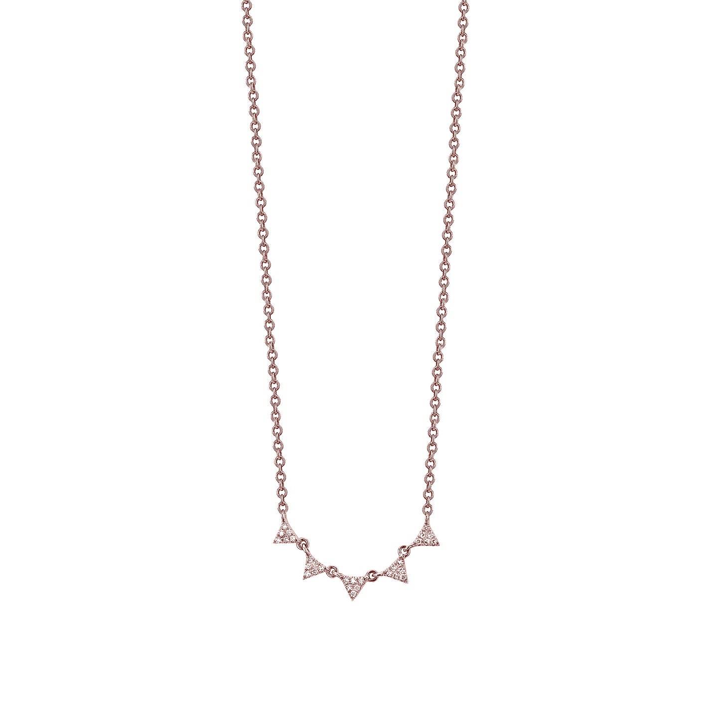 5 Diamond Pave Triangle Chain Necklace